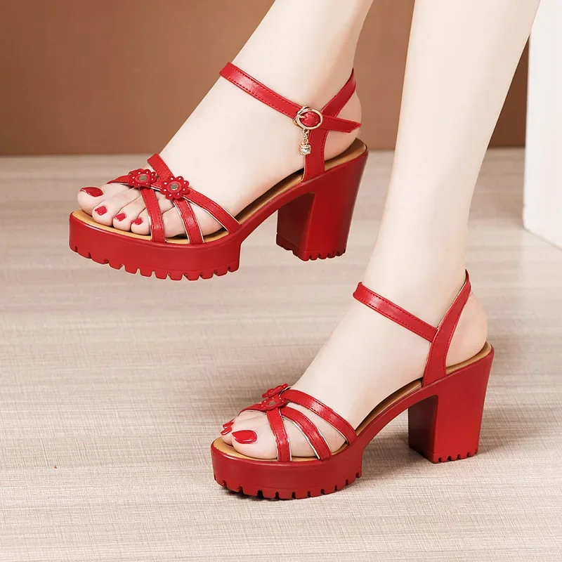 Casual Sandal Leather - Sandálias de Plataforma Elegantes de Couro